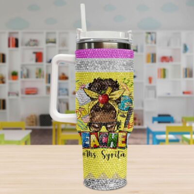 Melanin Teacher Bling Tumbler