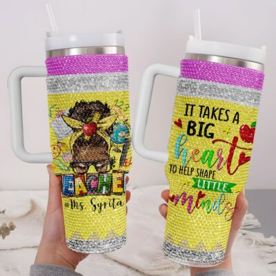 Custom Black Teacher 40Oz Rhinestone Stanley Tumbler