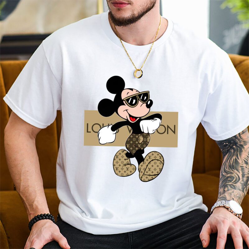 Disney Mickey Mouse Louis Vuitton Unisex T Shirt Cotton Tee TAT14307 2