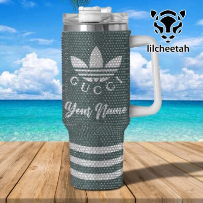 Gucci Brand Custom Rhinestone Diamond Stanley Quencher 40oz Stainless Steel Tumbler MST1003