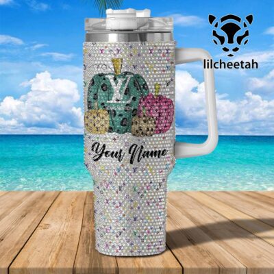 Louis Vuitton Brand Custom Rhinestone Diamond Stanley Quencher 40oz Stainless Steel Tumbler MST1022
