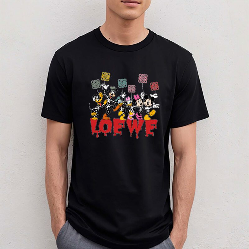 Mickey And Friends Skeleton Halloween Loewe Unisex T Shirt Cotton Tee TAT10106 4