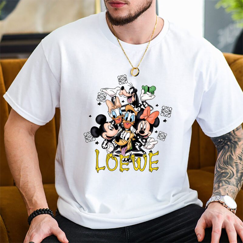 Mickey And Friends Skeleton Halloween Loewe Unisex T Shirt Cotton Tee TAT10107 2