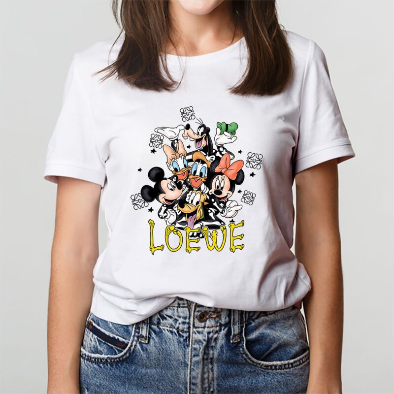 Mickey And Friends Skeleton Halloween Loewe Unisex T Shirt Cotton Tee TAT10107 3
