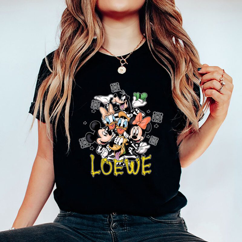 Mickey And Friends Skeleton Halloween Loewe Unisex T Shirt Cotton Tee TAT10107 5