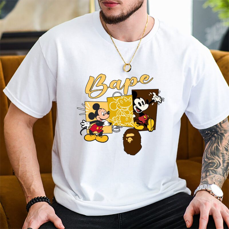 Mickey Mouse Bape Unisex T Shirt Cotton Tee TAT7586 2
