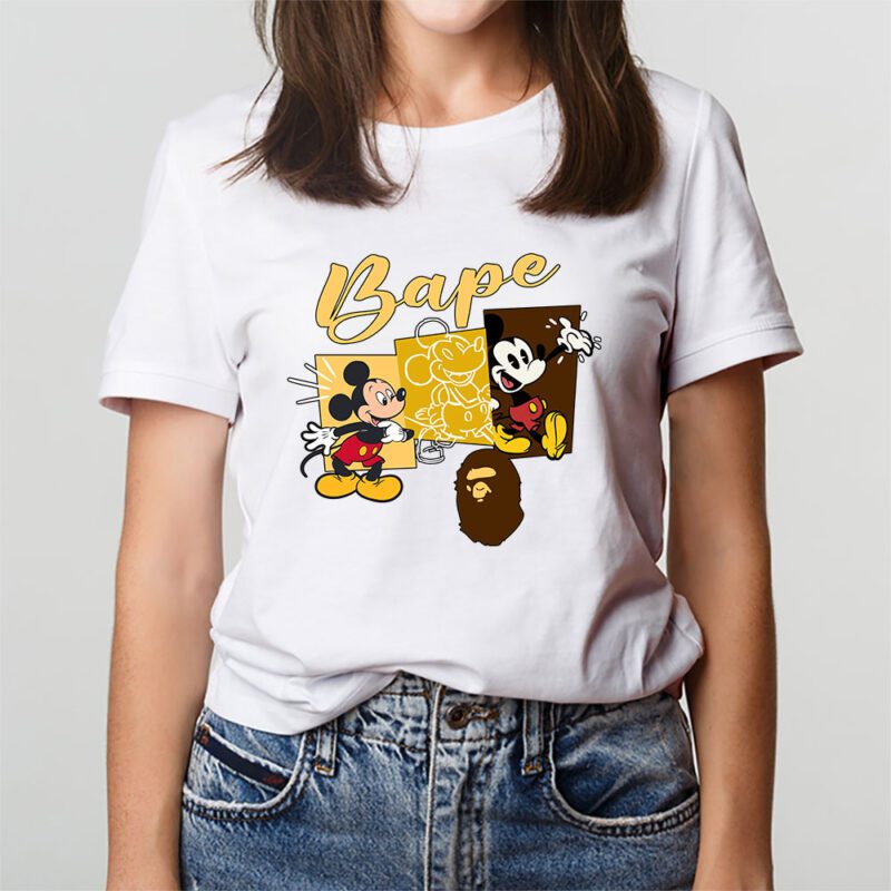 Mickey Mouse Bape Unisex T Shirt Cotton Tee TAT7586 3