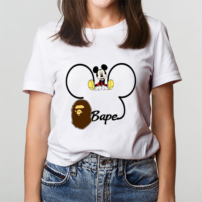 Mickey Mouse Bape Unisex T Shirt Cotton Tee TAT8238 3