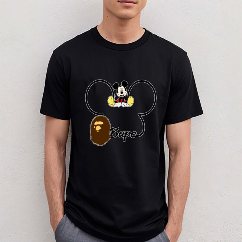 Mickey Mouse Bape Unisex T Shirt Cotton Tee TAT8238 4
