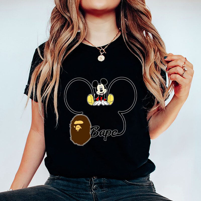 Mickey Mouse Bape Unisex T Shirt Cotton Tee TAT8238 5