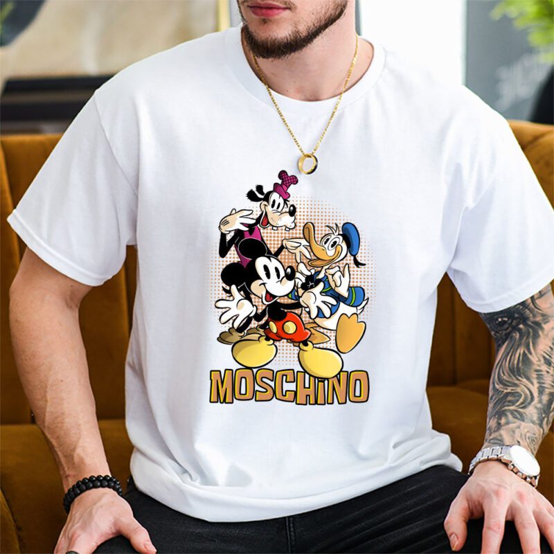 Mickey Mouse Donald Duck Goofy Moschino Unisex T Shirt Cotton Tee TAT8263 2