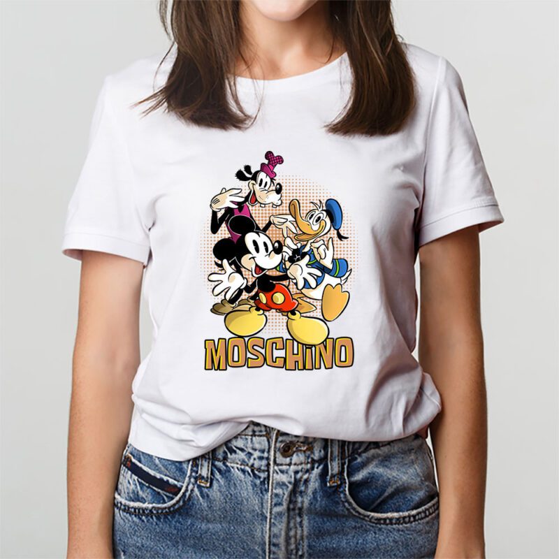 Mickey Mouse Donald Duck Goofy Moschino Unisex T Shirt Cotton Tee TAT8263 3