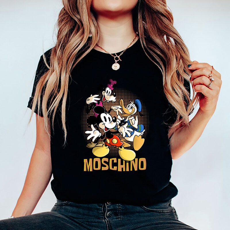 Mickey Mouse Donald Duck Goofy Moschino Unisex T Shirt Cotton Tee TAT8263 5