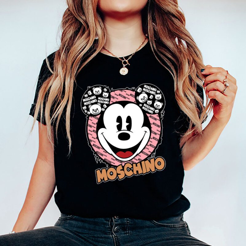 Mickey Mouse Moschino Unisex T Shirt Cotton Tee TAT7083 5
