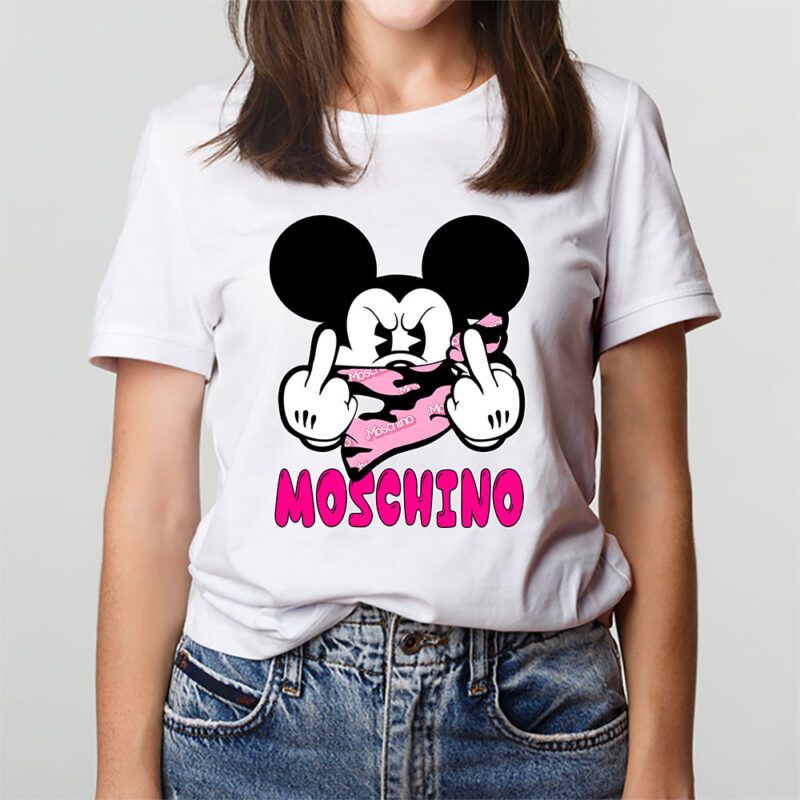 Mickey Mouse Moschino Unisex T Shirt Cotton Tee TAT7610 3