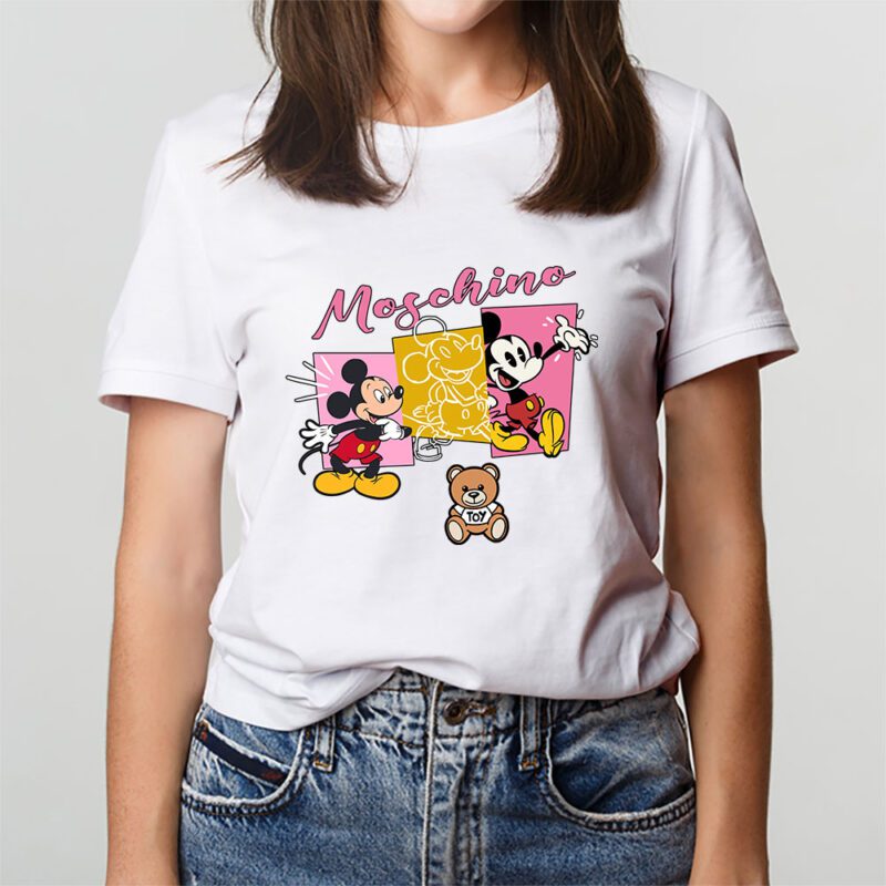 Mickey Mouse Moschino Unisex T Shirt Cotton Tee TAT7611 3
