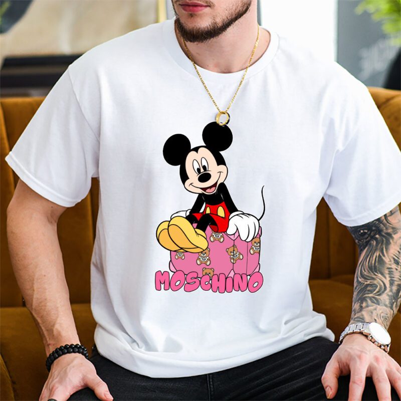 Mickey Mouse Moschino Unisex T Shirt Cotton Tee TAT7612 2