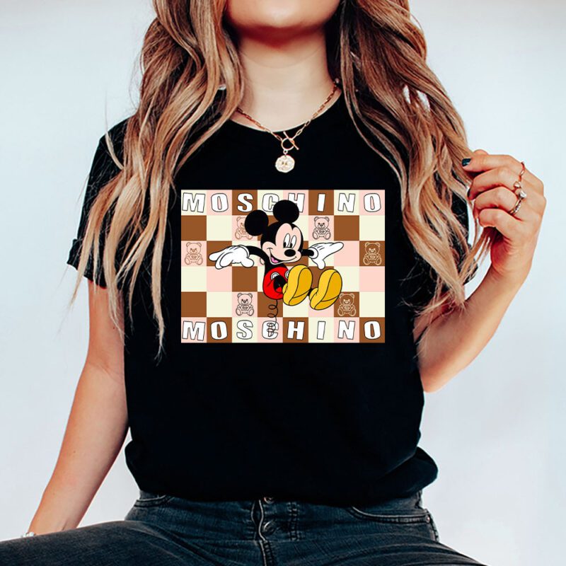 Mickey Mouse Moschino Unisex T Shirt Cotton Tee TAT8299 5