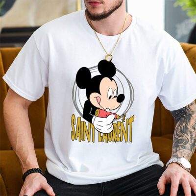 Mickey Mouse Saint Laurent Unisex T-Shirt Cotton Tee TAT8309 2 Mickey Mouse Saint Laurent Unisex T Shirt Cotton Tee TAT8309 2