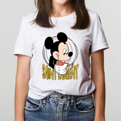 Mickey Mouse Saint Laurent Unisex T-Shirt Cotton Tee TAT8309 3 Mickey Mouse Saint Laurent Unisex T Shirt Cotton Tee TAT8309 3