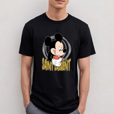 Mickey Mouse Saint Laurent Unisex T-Shirt Cotton Tee TAT8309 4 Mickey Mouse Saint Laurent Unisex T Shirt Cotton Tee TAT8309 4