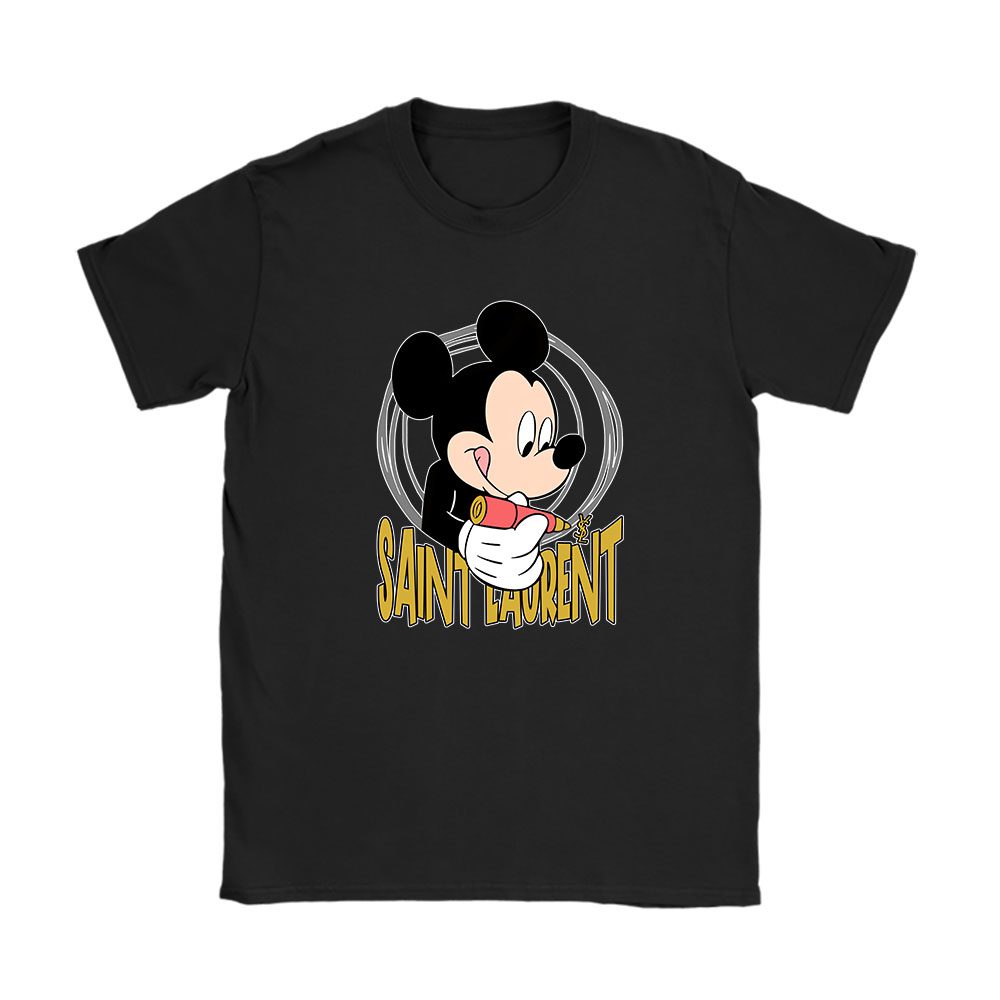 Mickey-Mouse-Saint-Laurent-Unisex-T-Shirt-Cotton-Tee-TAT8309 Mickey Mouse Saint Laurent Unisex T-Shirt Cotton Tee TAT8309