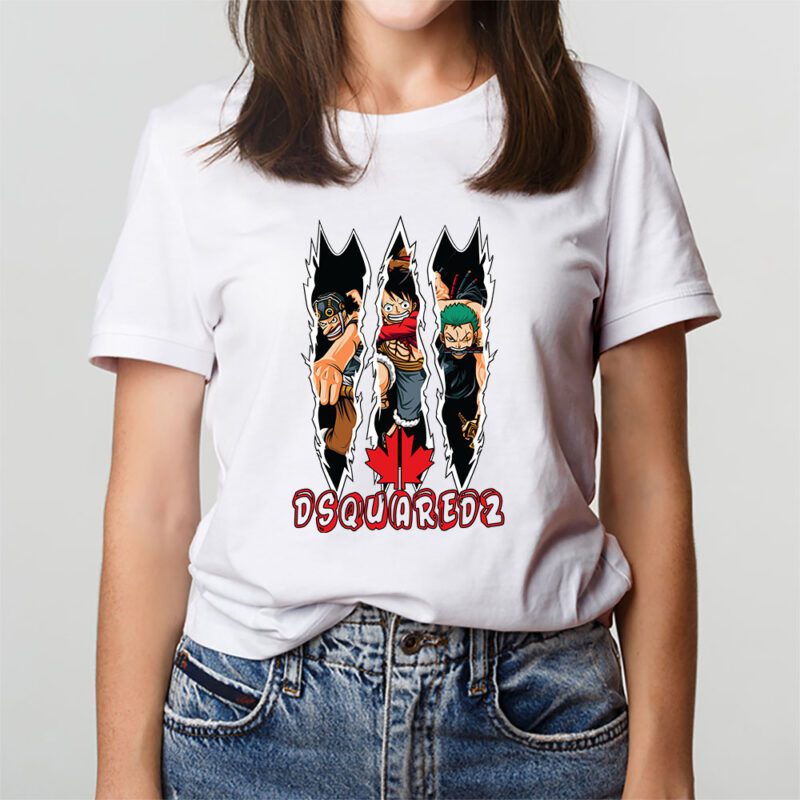 Monkey D Luffy Roronoa Zoro Usopp One Piece Dsquared2 Brand Unisex T Shirt Cotton Tee TAT6298 3