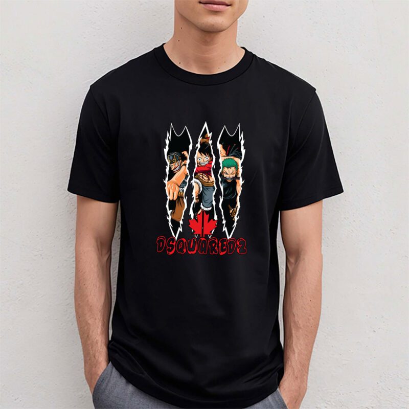 Monkey D Luffy Roronoa Zoro Usopp One Piece Dsquared2 Brand Unisex T Shirt Cotton Tee TAT6298 4