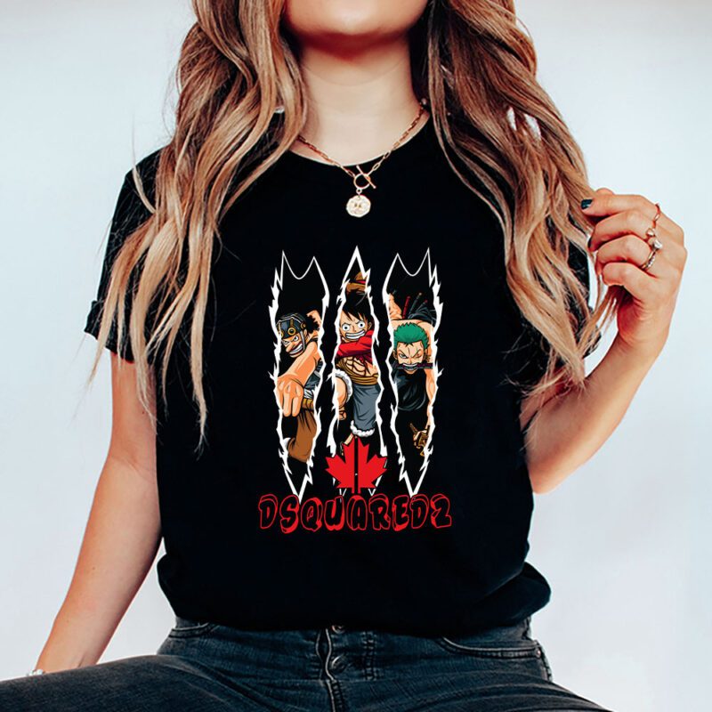 Monkey D Luffy Roronoa Zoro Usopp One Piece Dsquared2 Brand Unisex T Shirt Cotton Tee TAT6298 5