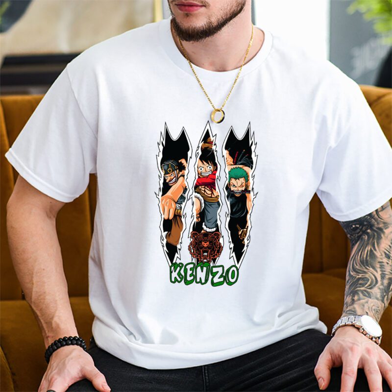 Monkey D Luffy Roronoa Zoro Usopp One Piece Kenzo Brand Unisex T Shirt Cotton Tee TAT6300 2