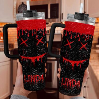 Personalized Halloween Bloody Drip 40Oz Rhinestone Stanley Tumbler