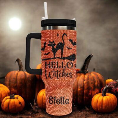 Personalized Orange Pumpkin 40Oz Rhinestone Stanley Tumbler