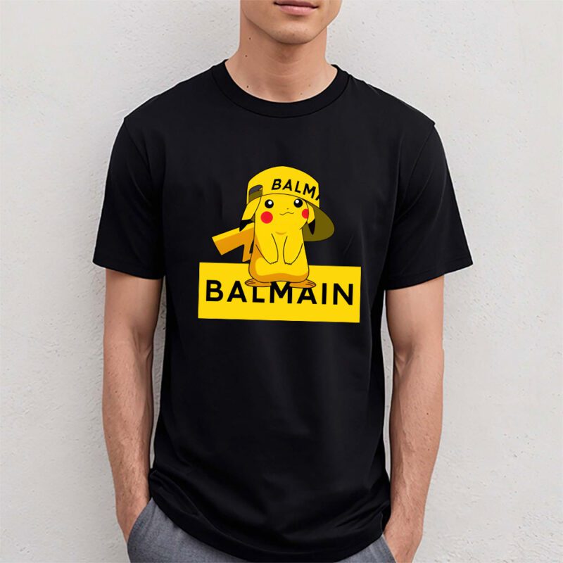 Pikachu Balmain Unisex T Shirt Cotton Tee TAT14336 4