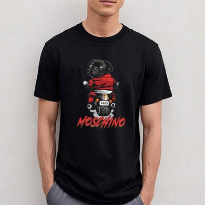 Pug Dog Riding A Motorcycle Moschino Unisex T-Shirt TAT5535 4 Pug Dog Riding A Motorcycle Moschino Unisex T Shirt TAT5535 4