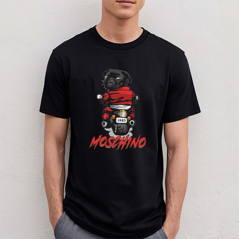 Pug Dog Riding A Motorcycle Moschino Unisex T Shirt TAT5535 4