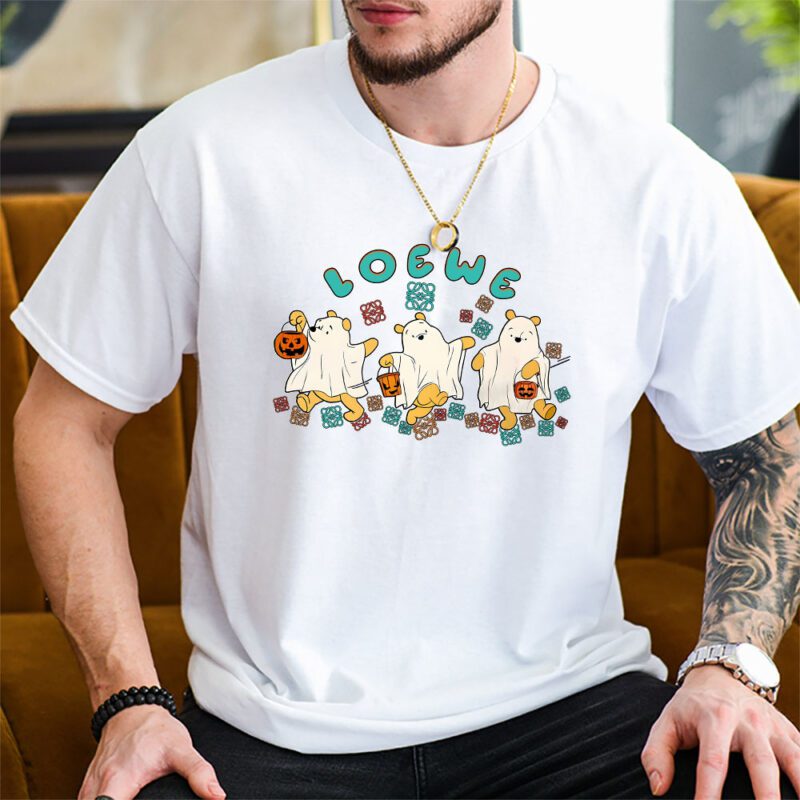 Retro Pooh Ghost Halloween Loewe Unisex T Shirt Cotton Tee TAT10121 2