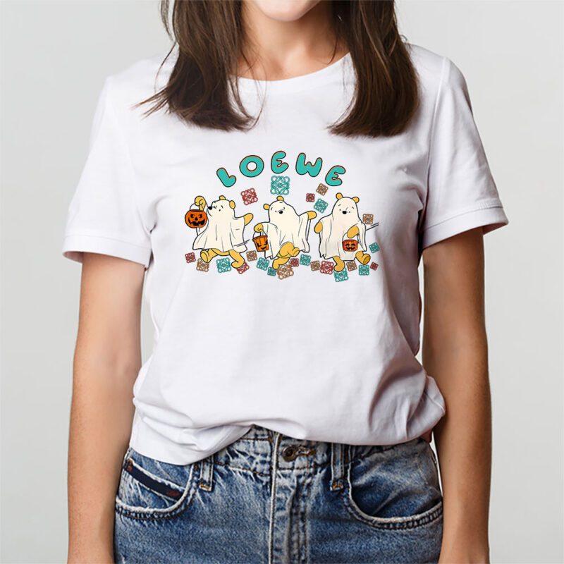 Retro Pooh Ghost Halloween Loewe Unisex T Shirt Cotton Tee TAT10121 3
