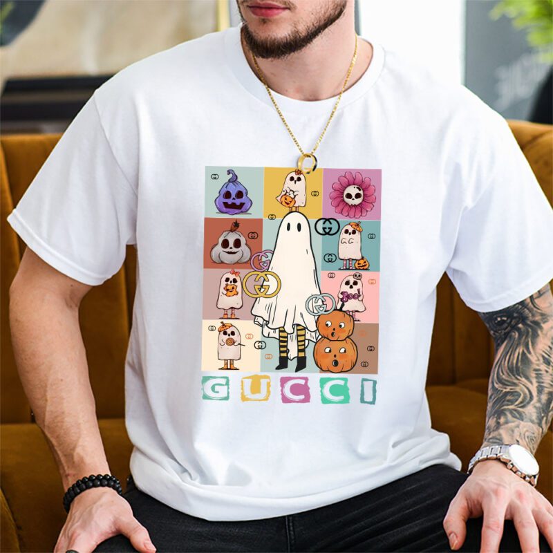 Retro Spooky Halloween Shirt Gucci Unisex T Shirt Cotton Tee TAT10160 2