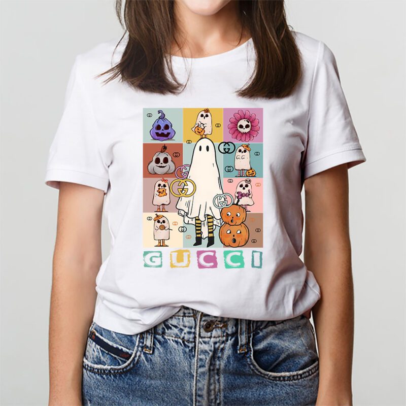 Retro Spooky Halloween Shirt Gucci Unisex T Shirt Cotton Tee TAT10160 3
