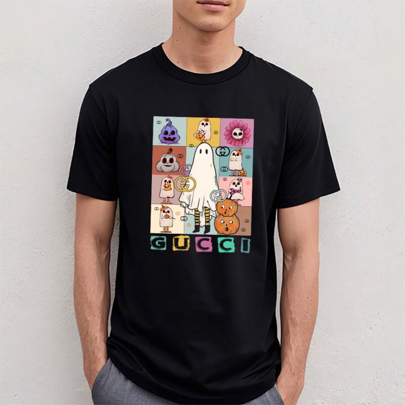 Retro Spooky Halloween Shirt Gucci Unisex T Shirt Cotton Tee TAT10160 4