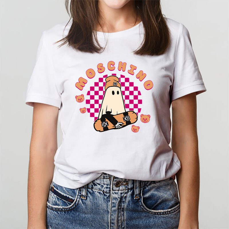 Retro Spooky Halloween Shirt Moschino Unisex T Shirt Cotton Tee TAT10170 3