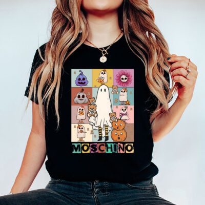 Retro Spooky Halloween Shirt Moschino Unisex T Shirt Cotton Tee TAT10173 5