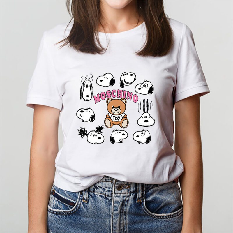 Snoopy Moschino Unisex T Shirt Cotton Tee TAT7279 3