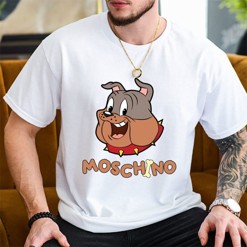Spike Bulldog In Tom And Jerry Moschino Unisex T Shirt TAT5569 2