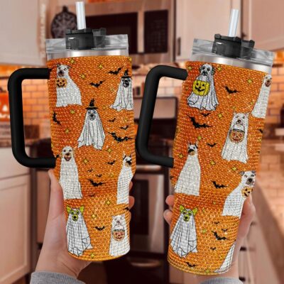 Spooky Ghost Dog 40Oz Rhinestone Stanley Tumbler