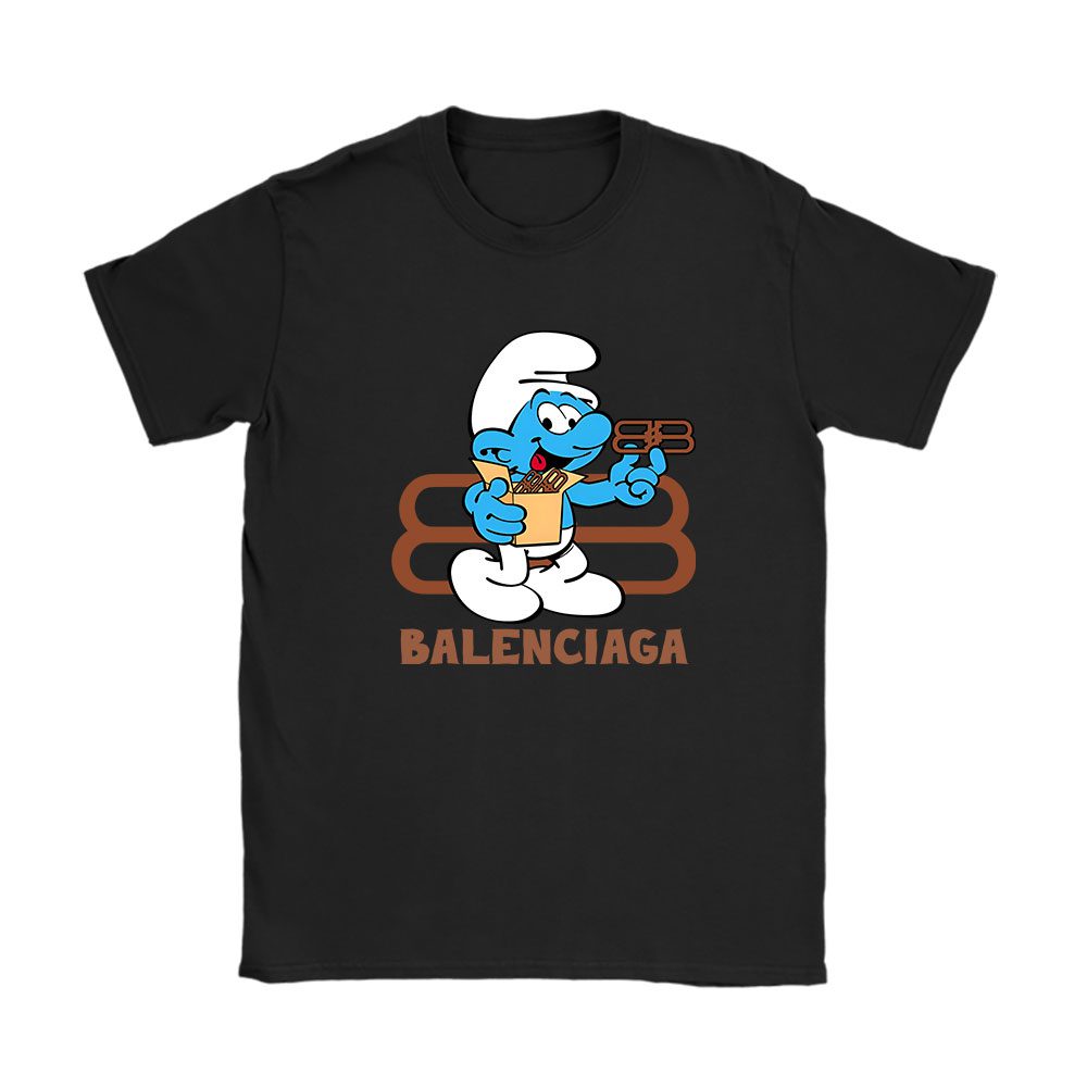 The-Smurfs-Balenciaga-Unisex-T-Shirt-Cotton-Tee-TAT7446 The Smurfs Balenciaga Unisex T-Shirt Cotton Tee TAT7446