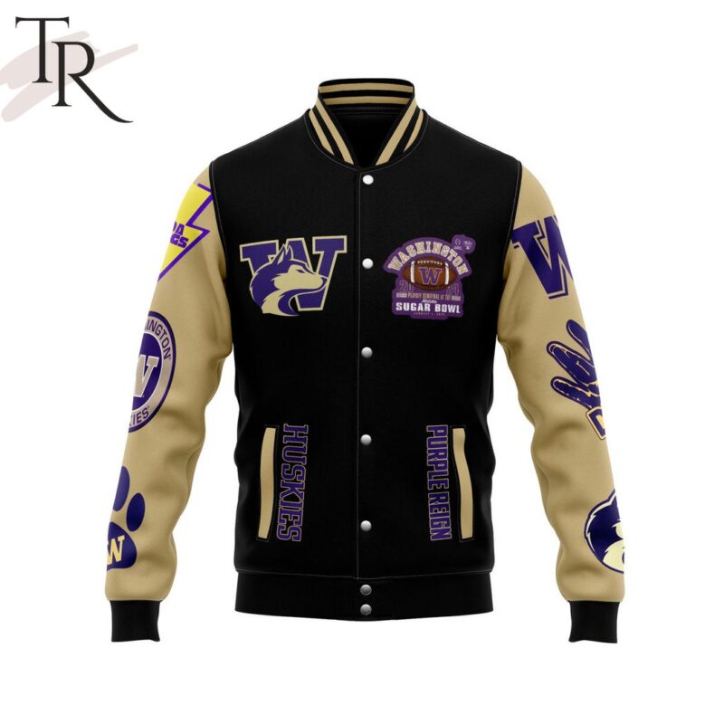Washington Huskies Purple Reign 2024 Playoff Semifinal At The Allstate Suger Bowl New Orleans Baseball Jacket TBJ1166 1