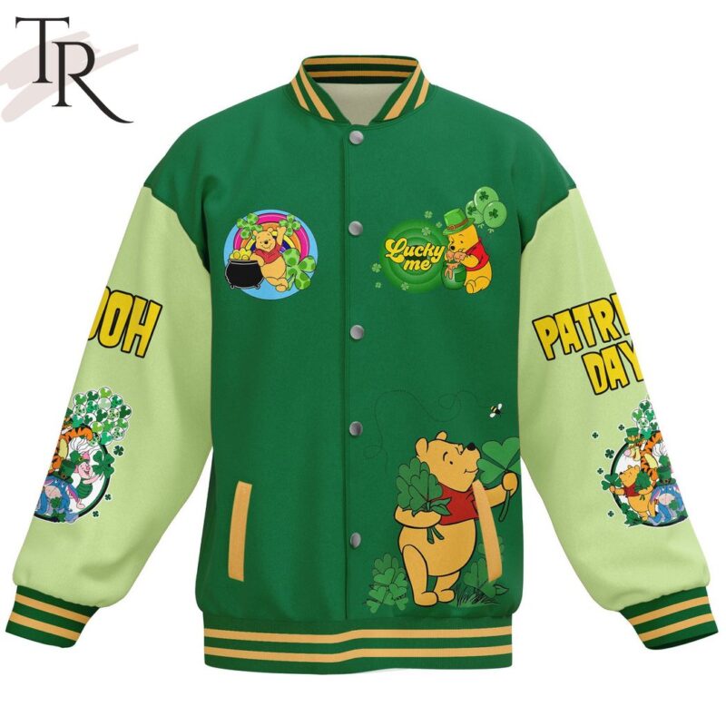 Winnie the Pooh Let The Shenanigans Begin Happy St Patricks Day Baseball Jacket TBJ1171 1