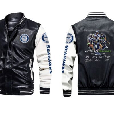 43 Years Of 1976 2019 Seattle Seahawks Legends Signed Gift For Seahawks Fans Leather Bomber Jacket LBJ0197
