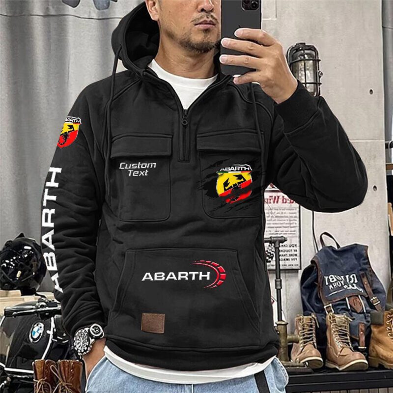 Abarth Vintage Quarter Zip Hoodie Retro Hoodie LQZ1051 1
